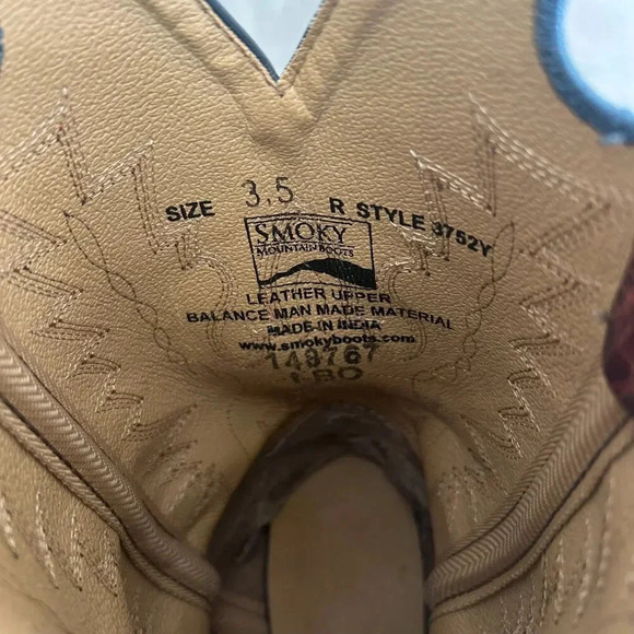 Smoky Mountain Youth Cheyenne Red Square Toe Western Boots 3752Y Size 3.5 Rodeo - Picture 10 of 11